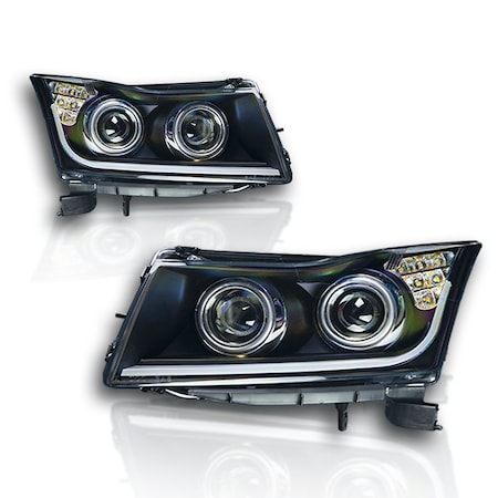 Winjet Drl Projector Head Light - Black / Clear CHWJ-0324-B